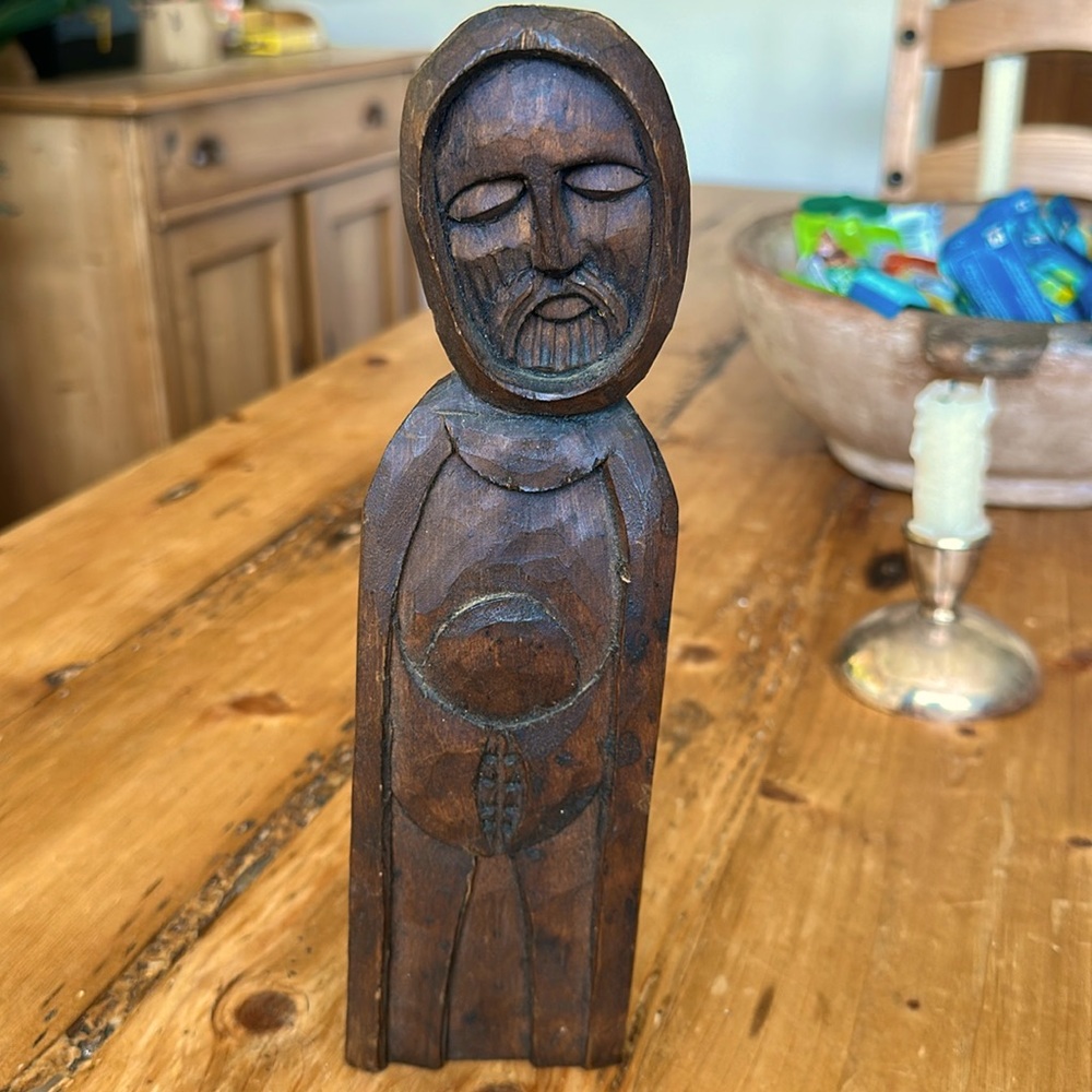 Wooden statue – Sacred art hand-carved monk wood sculpture